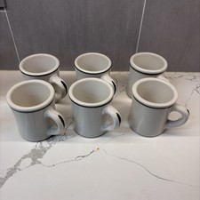 Vintage Victor Green Striped Heavy Coffee Restaurant Mug Set Of 6 Diner Ware-6oz picture