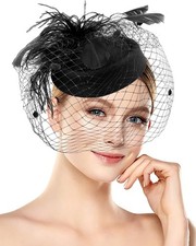 1920s Vintage Fascinators Hats Pillbox Hat with Veil Top Hat for Women Cocktail picture