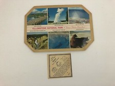 Vtg YELLOWSTONE Park Bears Old Faithful Table Mat Rare  K6  picture