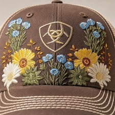 ARIAT Women's Vintage Flowers Embroidered Trucker Cap, Brown  picture