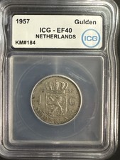 1957 Netherlands 1 Gulden, KM#184, graded ICG EF40 picture