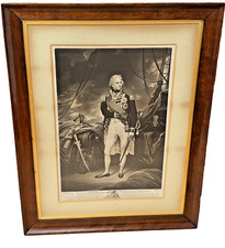 Antique Edward Bell Engraving of Lord Horatio Nelson Matted and Framed picture