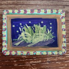 Original ACEO Painting Fireflies & Headlights Miniature Folk Art picture