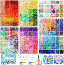 23000 Pcs Clay Beads Bracelet Making Kit 144 Colors 7 Boxes Flat Polymer Heishi picture