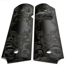 Extreme Polymer Full Size 1911 Grips Engraved Textured (Green Forest Skull) picture