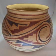 Manuel Olivas Signed Geometric Polychrome  Olla Clay Pot  picture