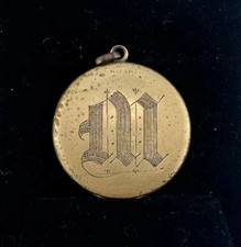 Vintage Gold Filled Locket Photo Pendant Initial M Engraved Etched B And B READ picture