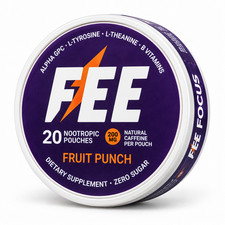 FEE Caffeine Pouches 1 Can 20 Count 200mg Fruit Punch Nicotine Free Energy Focus picture