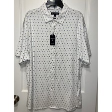 NWT Cremieux Mens XXL Supima Cotton Spandex White Blue Geometric Shirt picture