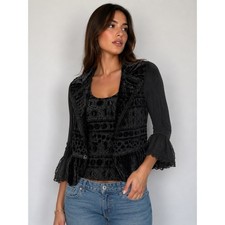 Vtg Velvet Burnout Jacket Set Whimsigoth Fairy Dark Romantic Alberto Makali S/M picture