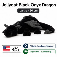 NEW Jellycat Black Onyx Dragon Plush - RETIRED RARE 50cm - New With Tags Gifts picture