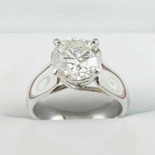 Moissanite Solitaire Engagement Ring Round Cut 2.50 Carat Solid 14K White Gold picture