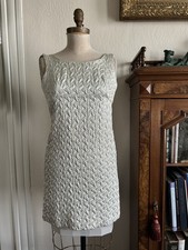 Vintage 1960s Quilted Metallic Silver Mini Dress Mod Space Age Gogo XXS picture
