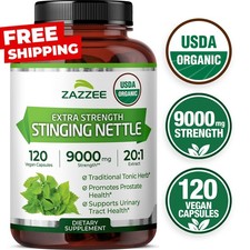 USDA Organic Stinging Nettle 20:1 Extract, 9000 mg Strength, 120 Vegan Capsules picture