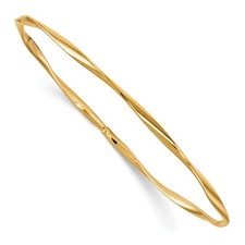 Leslie's Twisted Slip-on Bangle Bracelet Real 10k Yellow Gold Women's Hollow picture