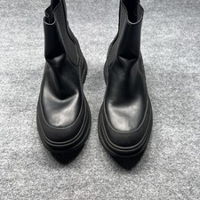 Zara Classic Black Leather Thick Rubber Sole Side Gore Chelsea Boots EU 42 US 11 picture