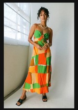 Anthropologie Faithful the brand Dress Womens midi in Costa smeralda  XL NWT picture