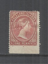 FALKLAND ISLANDS SCOTT 1 MNG FINE SE - 1878 1p CLARET ISSUE - QUEEN VICTORIA picture