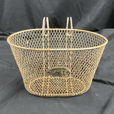 Vintage  Nantucket Bike bicycle Basket co. Metal Mesh Beige and rust 9.5 x 6.75” picture