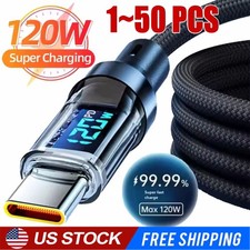 120w Super Fast USB Type-C Charging Braid Phone Charger Lead with Display LOT picture