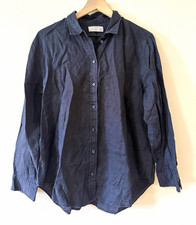 Everlane Women’s Black 100% Linen Long Sleeve Button-Up Shirt Size 14 picture