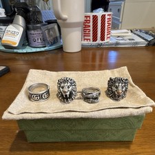MENS GUCCI SILVER RING SET OF FOUR picture