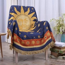 Erke Celestial Moon Sun Blanket Vintage 90s Decor Chair Whimsy Hippie Throw picture
