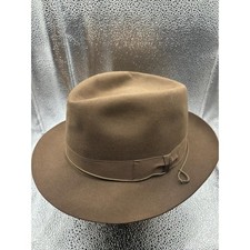 Borsalino A Carras Atenes Fur Felt Wool Fedora Hat Brown Ribbon Detail Mens 53 picture