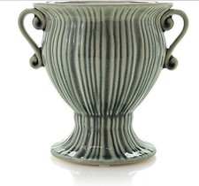 6” Ceramic green footed planter/vase picture