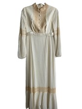 Vtg 1970s Gunne Sax Victorian Boho Lace Maxi Wedding Dress Bridal Gown Small picture
