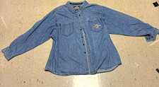 Harley-Davidson Men’s XL Blue Denim Long Sleeve Button-Up Shirt Embroidered picture