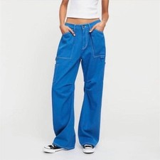 Lioness Miami Vice Cargo Carpenter Pant Blue Contrast Stitch Utility Barrel L picture