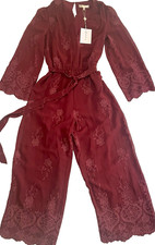 NWT WAYF Burgundy Floral Embroidered Mesh Romper Romantic-Bohemian & Whimsygoth picture