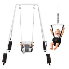 VEVOR Toddler Swing and Jumper 2 in 1 Swing Set and Bouncer A-Frame Stand Black picture