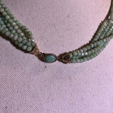Vintage  Art Deco Faceted Peking Czech Glass 5  Strand Necklace w/Cabochon picture