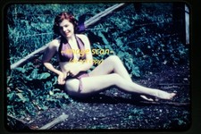 Soft Focus 1950s Duplicate Slide of Pretty Woman Bikini Model  w26b picture