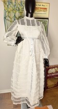 Vintage 70s Victorian Lace Wedding Dress Edwardian Revival Prairie Bridal Maxi picture