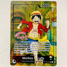 One Piece TCG Monkey D Luffy OP13-001 Grevin Paris Promo Leader Holo Rare Card picture
