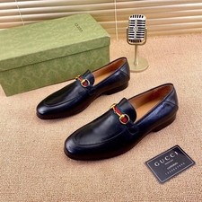 Gucci Men's  Loafers Black Leather Slip On Dress Shoes picture