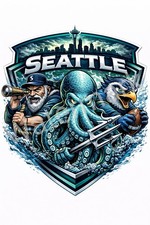 Seattle Sports Mashups Laminated Vinyl Sticker/Decal Mariners Kraken Seahawks  picture