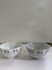 Pair of Vintage Chinese Porcelain Rice Bowls With Floral Pattern picture