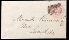 1852 Victorian Postal Stationery Cover – Dumfries to Langholm – 1d Pink Embossed picture