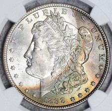 1888-P Morgan Dollar NGC MS63 Great Color Crescent Toned #8GOO picture