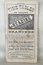 Rare 1879 Philadelphia and Reading Railroad Time Tables of Trains W/ Map picture