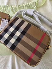 TITLE  Burberry Small Vintage Check Camera Crossbody Bag Chestnut Beige NWT picture
