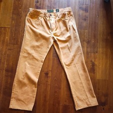 Vintage AKOO Men's Regular Fit Distressed Denim Jeans Orange Sze 40 picture