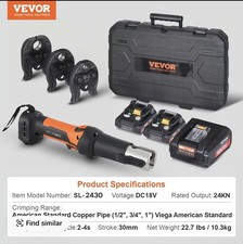 VEVOR Press Tool 18V Electric Pipe Crimping Tool Copper Pipe 24KN 3 Jaws SL-2430 picture