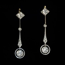2.25Ct Art Deco Style Lab Created Diamond Wedding 14K White Gold Finish Earrings picture
