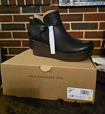 B.O.C. Leonna Black PU Wedge Ankle Bootie Zip Zipper Round Toe 9.5M BC0039609 picture