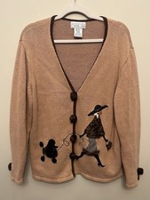 Vintage Mandal Bay Poodle Faux Fur Cardigan Women's Size XL Tan Brown picture